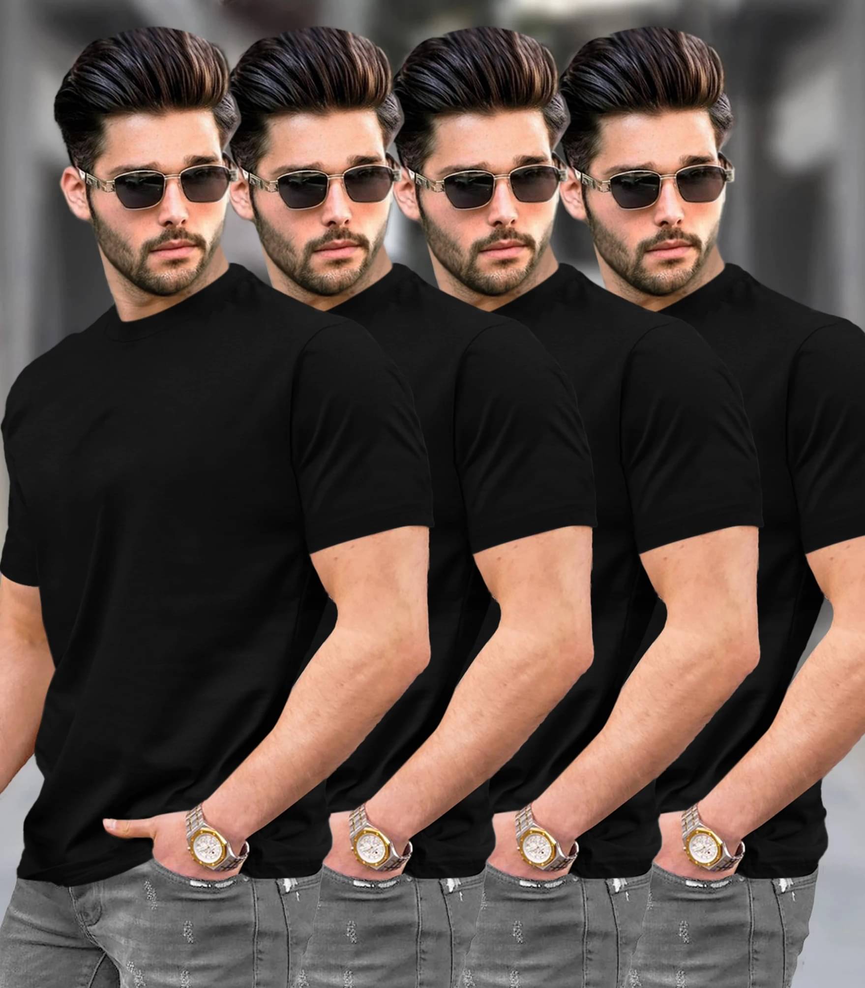 Tripr Men Cotton Blend Regular Fit Solid T-Shirt ( Black ) Tripr Men Cotton Blend Regular Fit Solid T-Shirt ( Black )