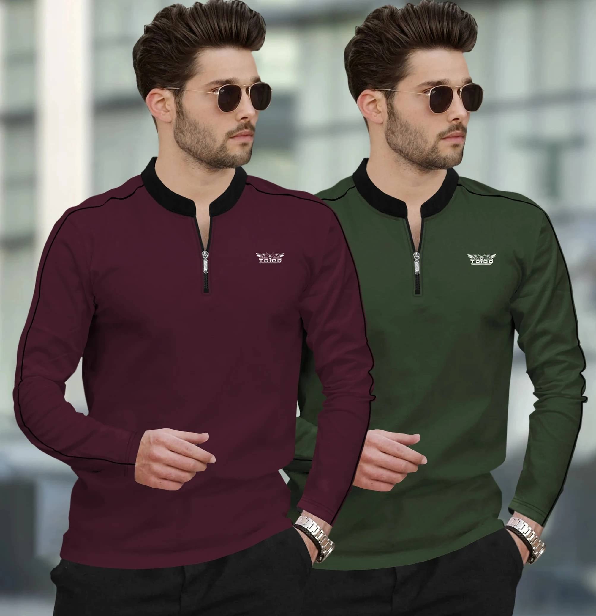 Tripr Men Cotton Blend Regular Fit Solid T-Shirt ( Multicolor ) Tripr Men Cotton Blend Regular Fit Solid T-Shirt ( Multicolor )