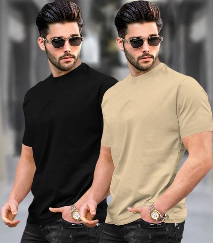     			Tripr Men Cotton Blend Regular Fit Solid T-Shirt ( Multicolor )