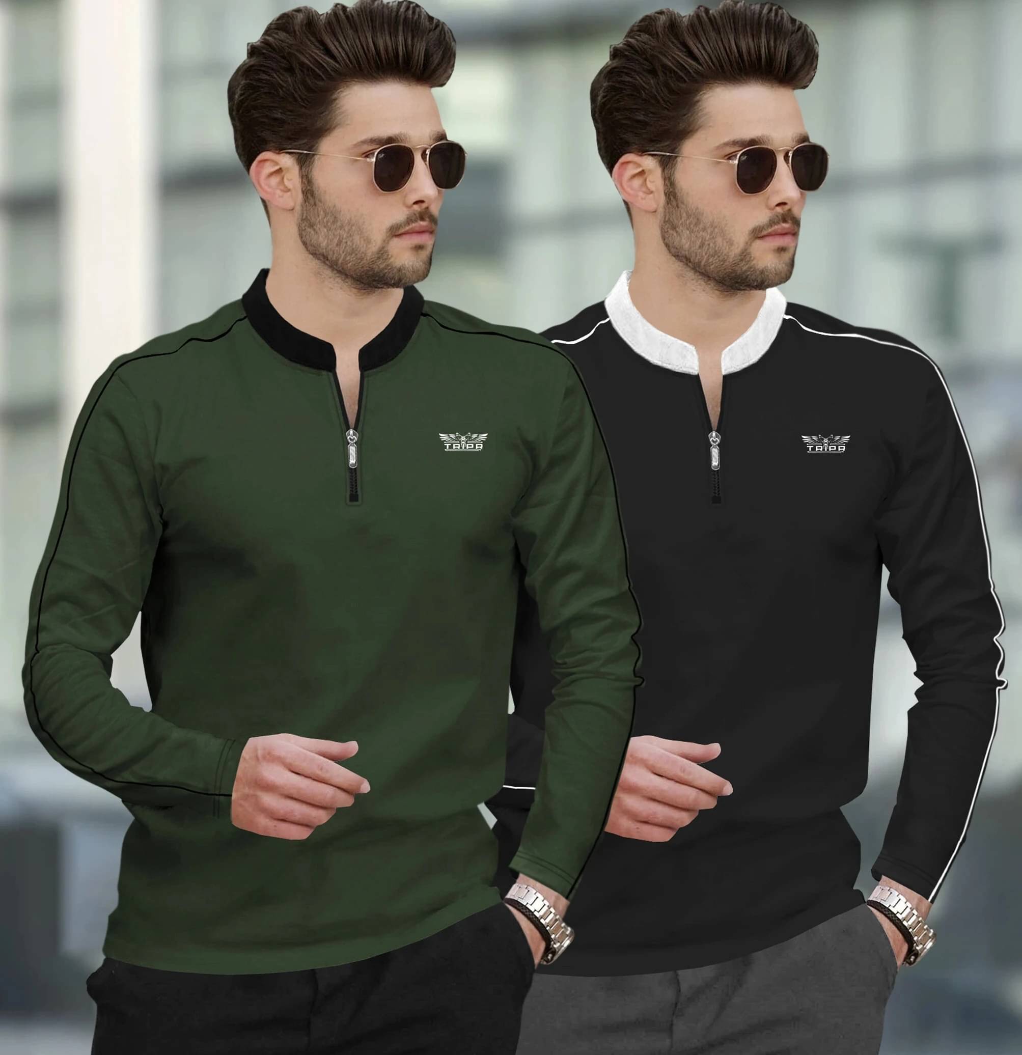 Tripr Men Cotton Blend Regular Fit Solid T-Shirt ( Multicolor ) Tripr Men Cotton Blend Regular Fit Solid T-Shirt ( Multicolor )