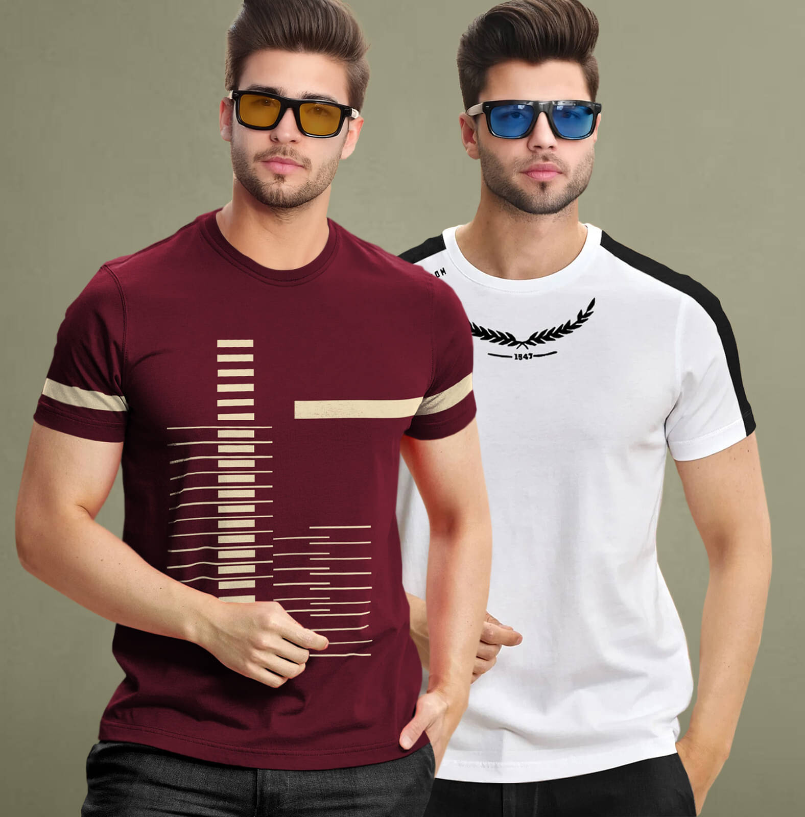     			Tripr Men Cotton Blend Regular Fit Printed T-Shirt ( Multicolor )