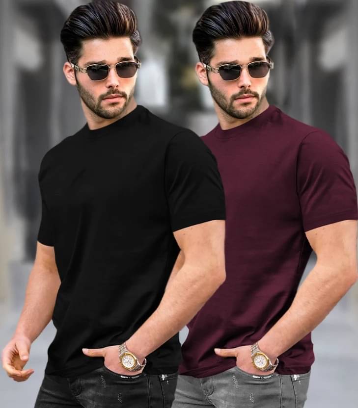     			Tripr Men Cotton Blend Regular Fit Solid T-Shirt ( Multicolor )