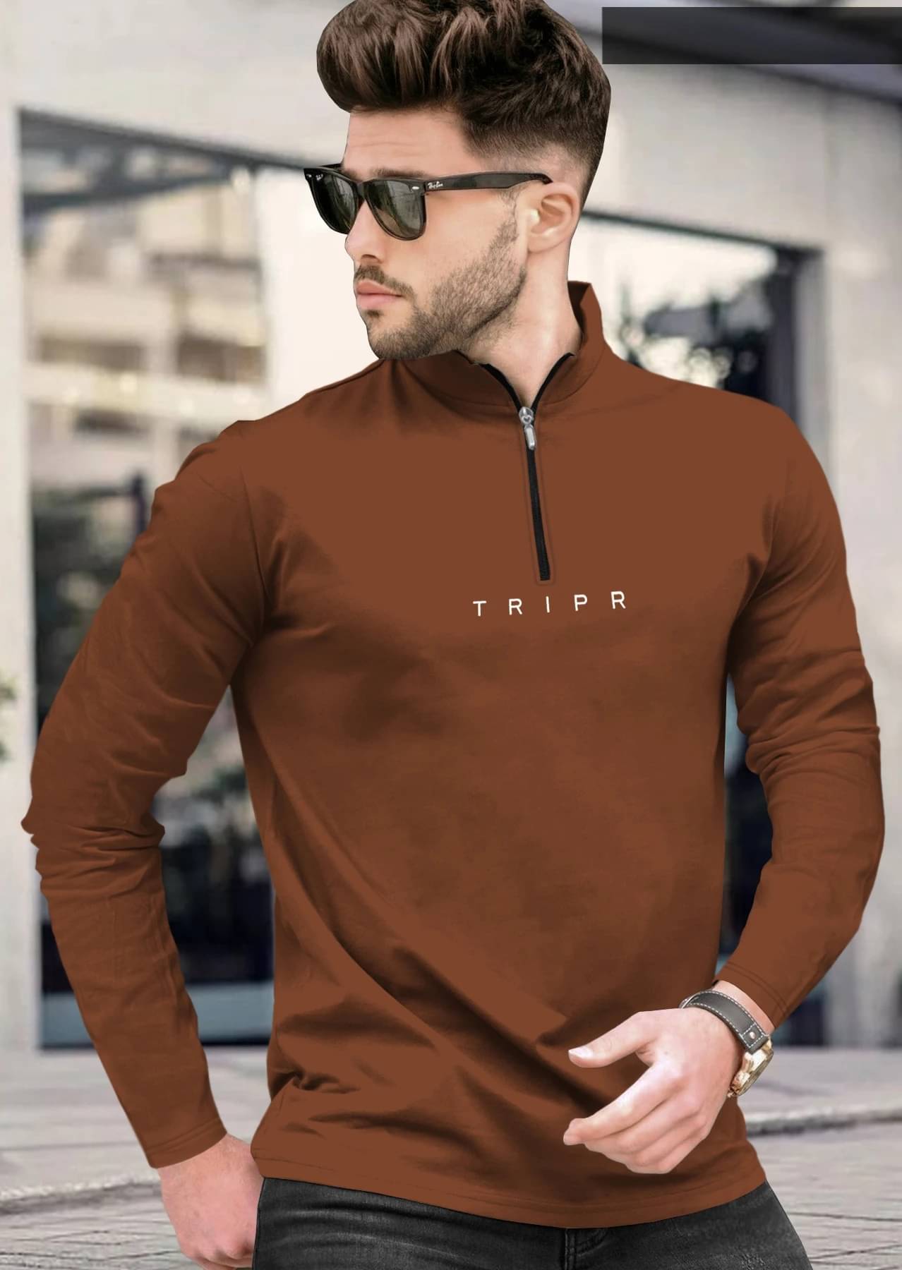 Tripr Men Cotton Blend Regular Fit Solid T-Shirt ( Brown ) Tripr Men Cotton Blend Regular Fit Solid T-Shirt ( Brown )