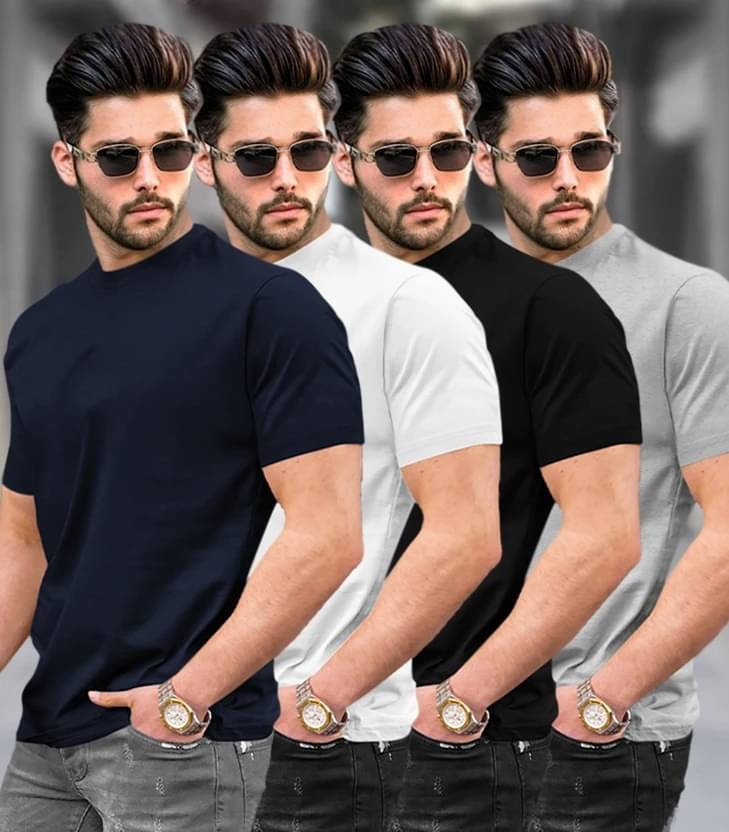     			Tripr Men Cotton Blend Regular Fit Solid T-Shirt ( Multicolor )