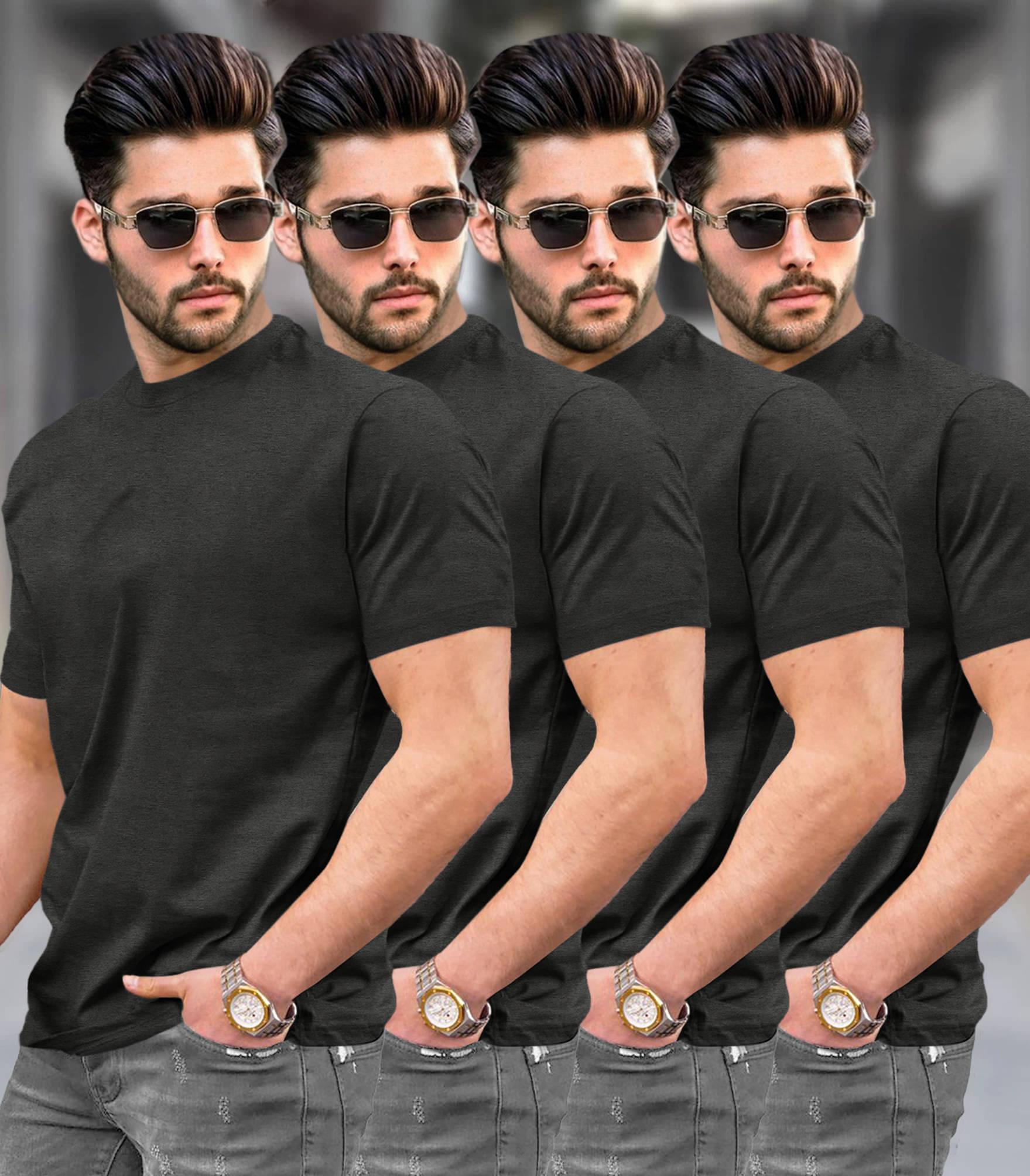 Tripr Men Cotton Blend Regular Fit Solid T-Shirt ( Black ) Tripr Men Cotton Blend Regular Fit Solid T-Shirt ( Black )
