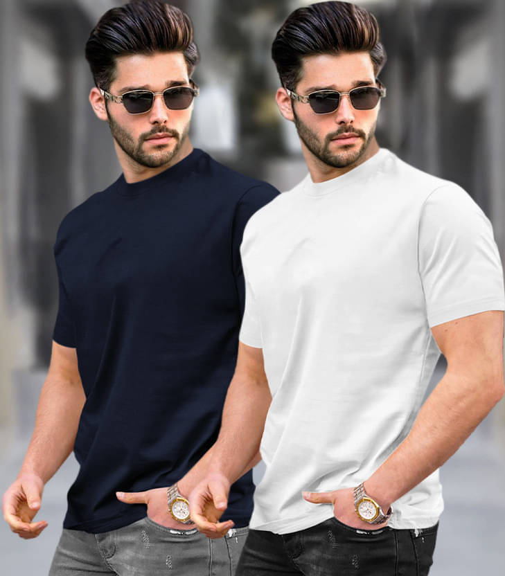 Tripr Men Cotton Blend Regular Fit Solid T-Shirt ( Multicolor ) Tripr Men Cotton Blend Regular Fit Solid T-Shirt ( Multicolor )