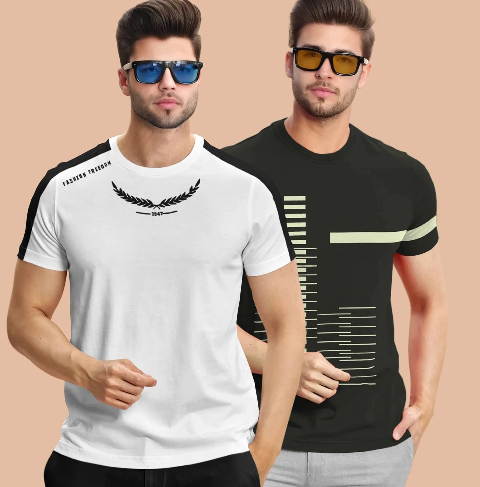     			Tripr Men Cotton Blend Regular Fit Printed T-Shirt ( Multicolor )