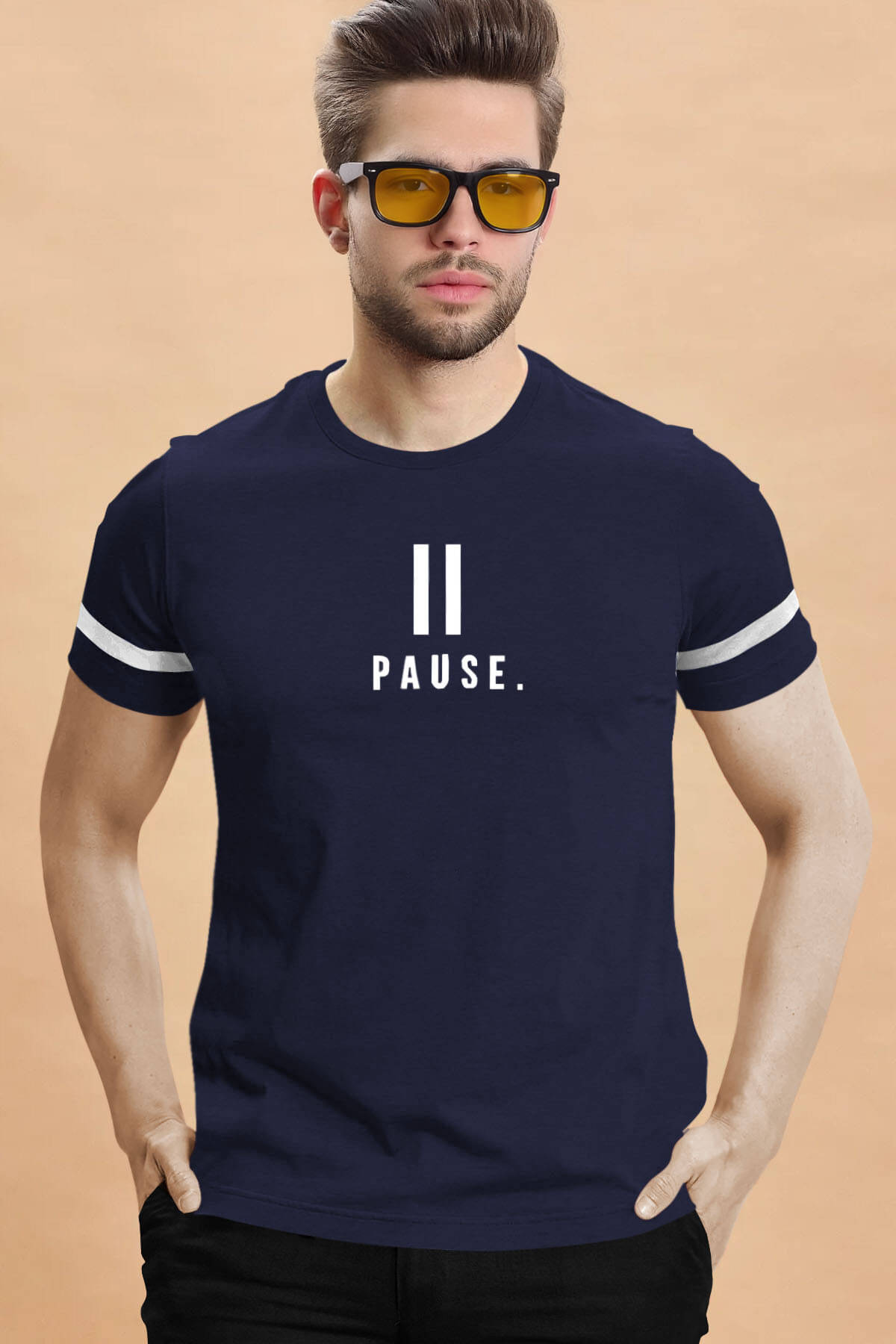 Tripr Men Cotton Blend Regular Fit Printed T-Shirt ( Navy Blue ) Tripr Men Cotton Blend Regular Fit Printed T-Shirt ( Navy Blue )