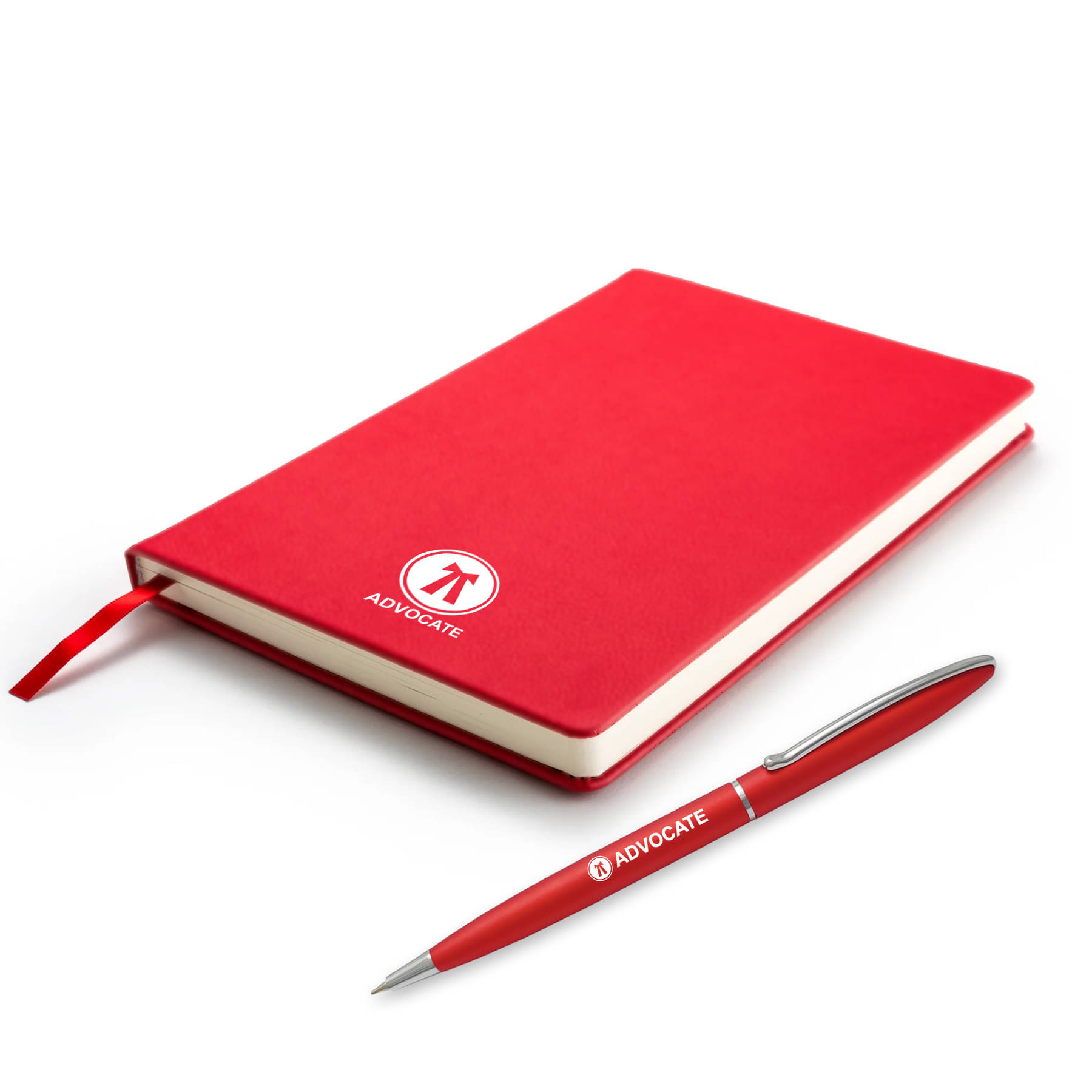     			UJJi Advocate Notebook and Pen Set, A5 Size 21x14 cm, 192 Pages, Red, Undated Diary with Metal Pen