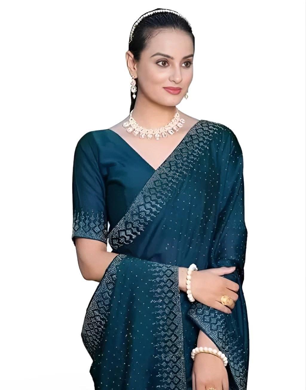 V FANCY Georgette Solid Kanjeevaram Sarees With Stitched Blouse ( Green ) V FANCY Georgette Solid Kanjeevaram Sarees With Stitched Blouse ( Green )