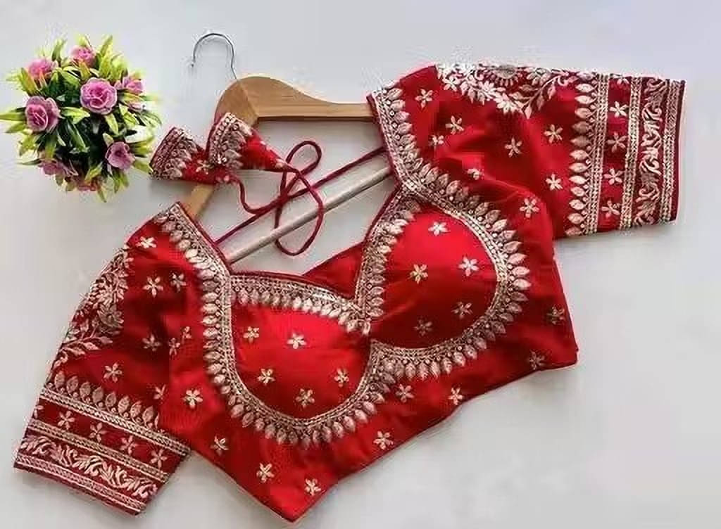     			VRAGI Red Readymade without Pad Cotton Blend Women's Blouse ( Pack of 1 )