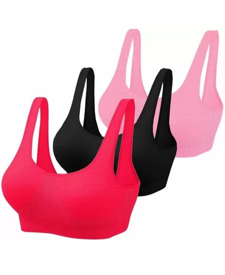     			ZEESOK Pack of 3 Cotton Blend Non Padded Sports Bra For Women ( Multicolor3 )