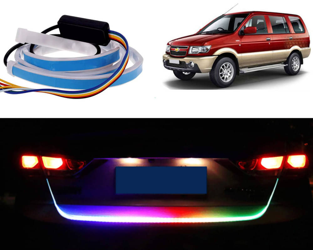 48Inch Ice Blue & Red DRL LED Brake with Side Turn Signal & Parking Indication Trunk,Boot,Dicky Light For Tavera Type2 48Inch Ice Blue & Red DRL LED Brake with Side Turn Signal & Parking Indication Trunk,Boot,Dicky Light For Tavera Type2