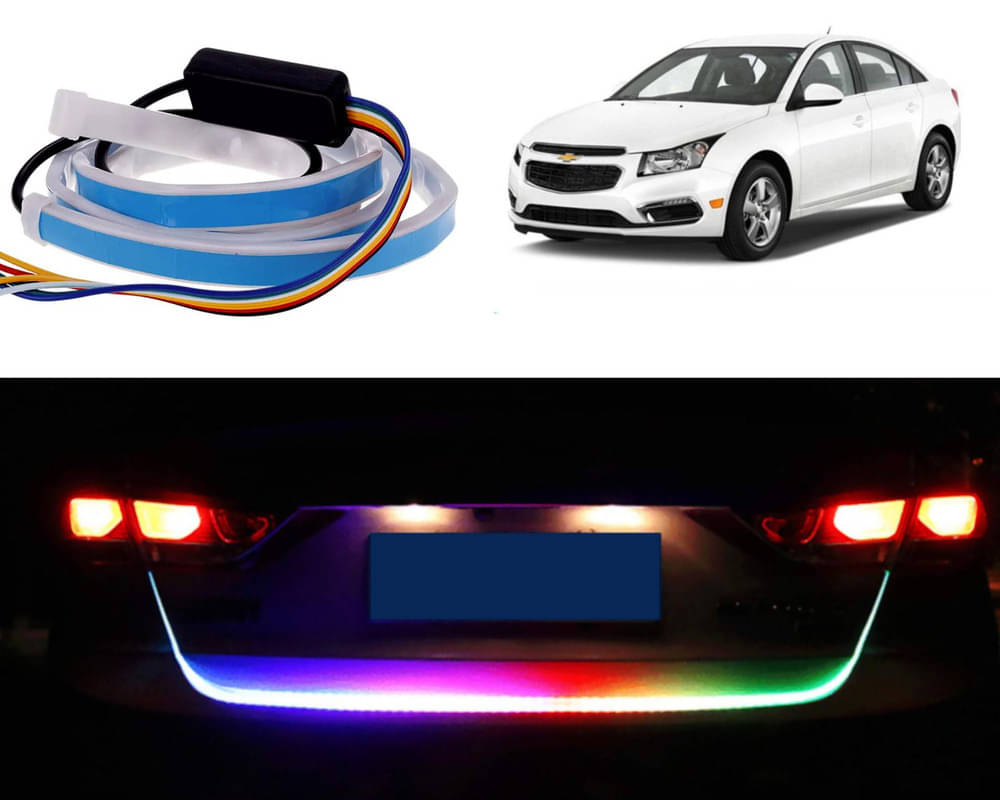     			48Inch Ice Blue & Red DRL LED Brake with Side Turn Signal & Parking Indication Trunk,Boot,Dicky Light For Cruze LS