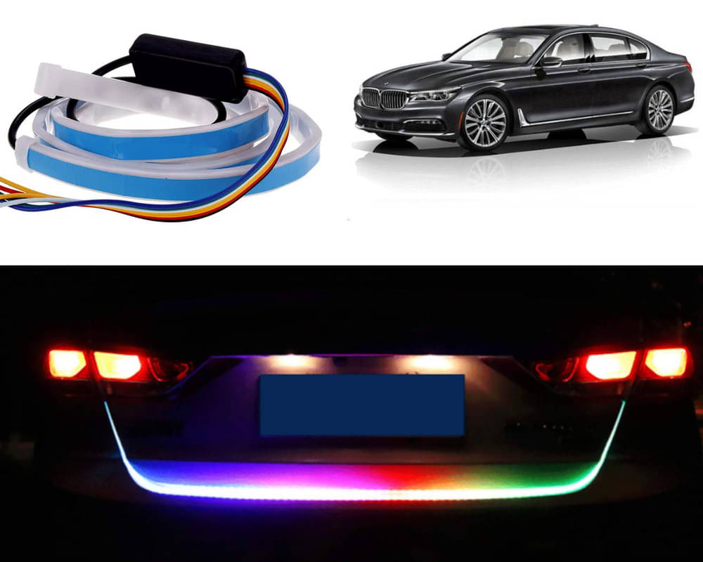     			48Inch Ice Blue & Red DRL LED Brake with Side Turn Signal & Parking Indication Trunk,Boot,Dicky Light For 725i
