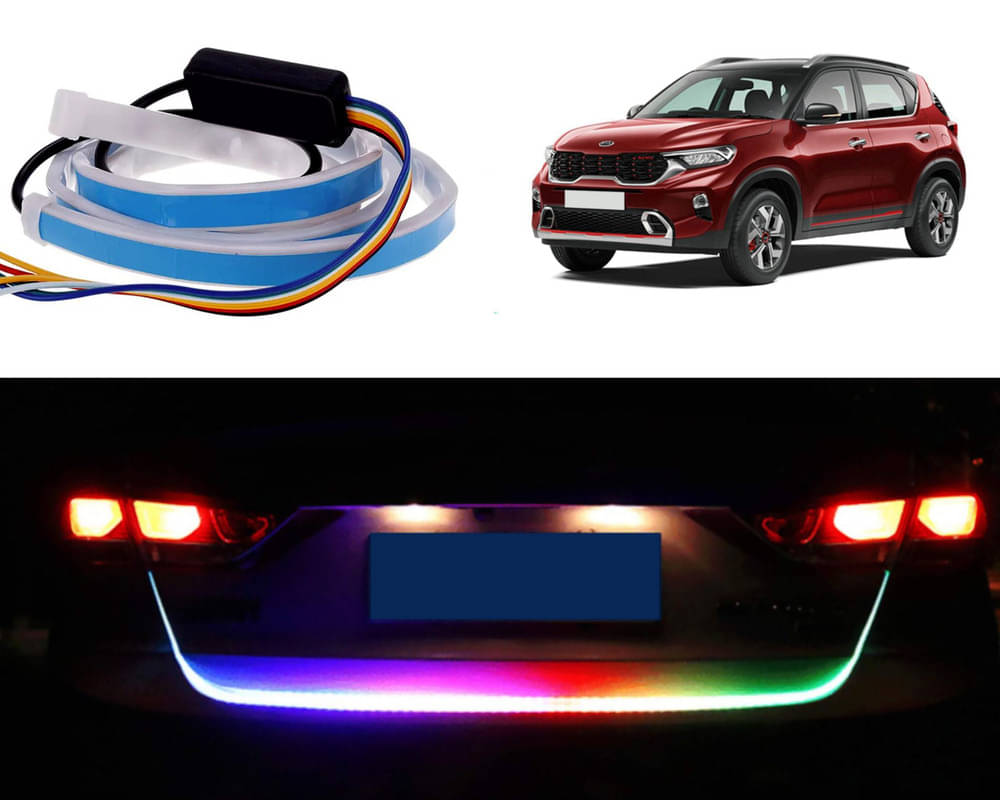48Inch Ice Blue & Red DRL LED Brake with Side Turn Signal & Parking Indication Trunk,Boot,Dicky Light For Kia Sonet 48Inch Ice Blue & Red DRL LED Brake with Side Turn Signal & Parking Indication Trunk,Boot,Dicky Light For Kia Sonet