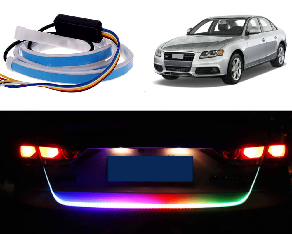     			48Inch Ice Blue & Red DRL LED Brake with Side Turn Signal & Parking Indication Trunk,Boot,Dicky Light For A4