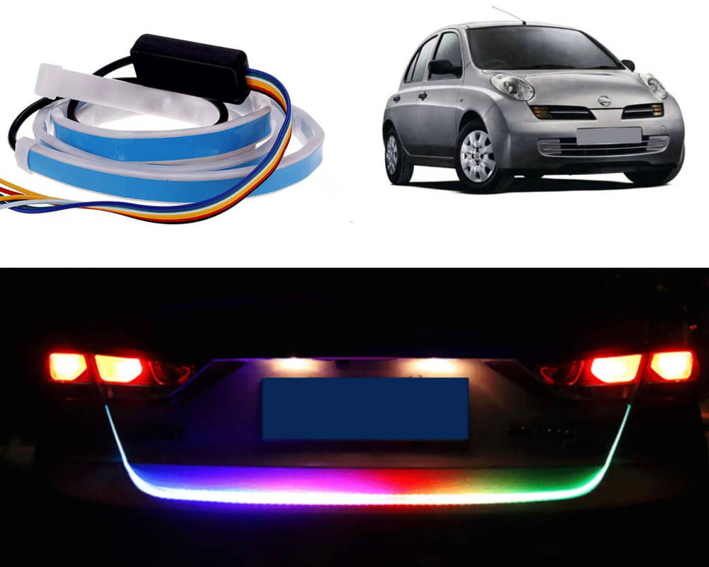     			48Inch Ice Blue & Red DRL LED Brake with Side Turn Signal & Parking Indication Trunk,Boot,Dicky Light For Micra