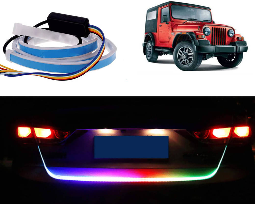     			48Inch Ice Blue & Red DRL LED Brake with Side Turn Signal & Parking Indication Trunk,Boot,Dicky Light For Thar