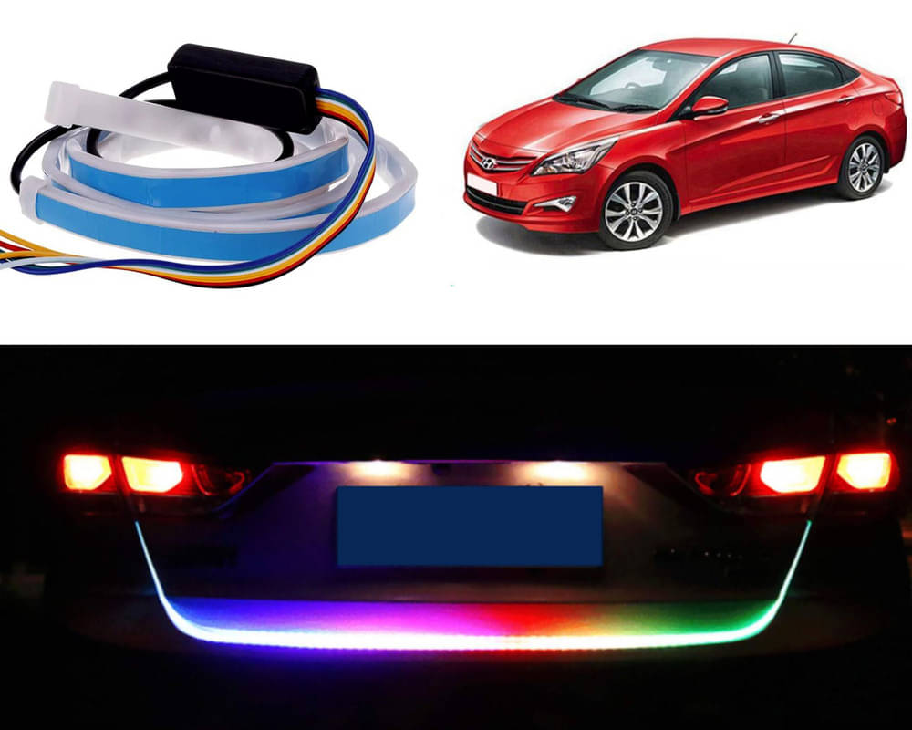 48Inch Ice Blue & Red DRL LED Brake with Side Turn Signal & Parking Indication Trunk,Boot,Dicky Light For Verna Fluidic 4S 48Inch Ice Blue & Red DRL LED Brake with Side Turn Signal & Parking Indication Trunk,Boot,Dicky Light For Verna Fluidic 4S