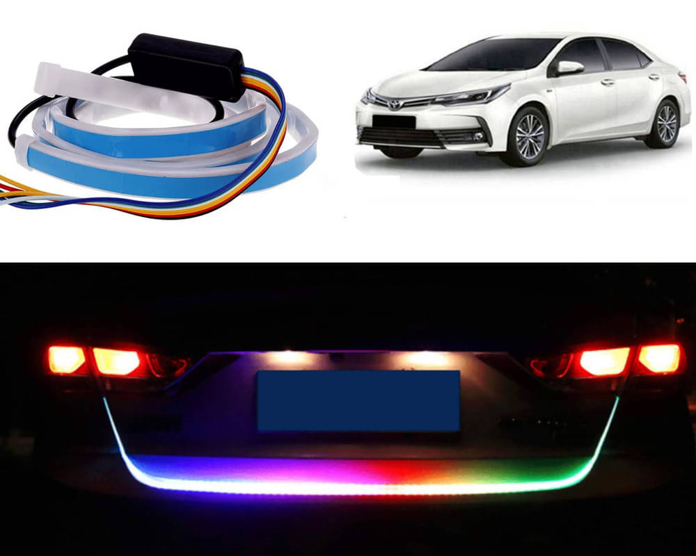     			48Inch Ice Blue & Red DRL LED Brake with Side Turn Signal & Parking Indication Trunk,Boot,Dicky Light For Corolla Altis 2015