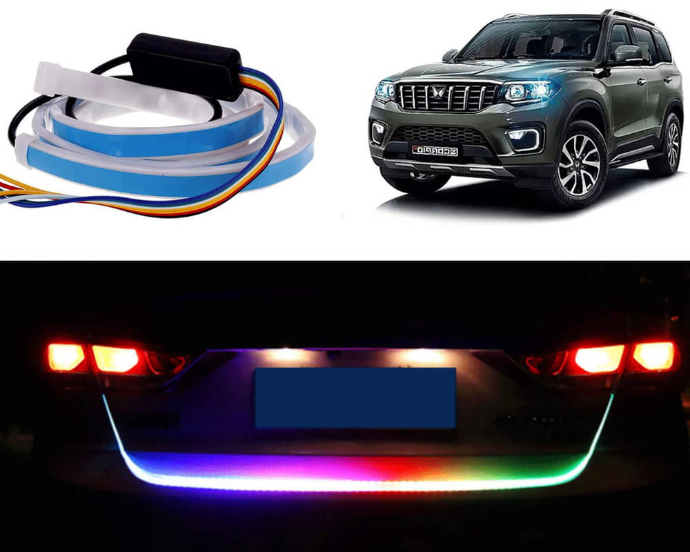     			48Inch Ice Blue & Red DRL LED Brake with Side Turn Signal & Parking Indication Trunk,Boot,Dicky Light For Scorpio N