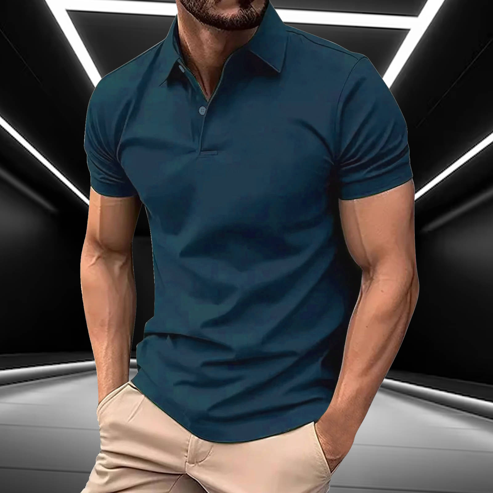     			AIN6 Men Cotton Blend Regular Fit Solid Polo T Shirt ( Indigo )