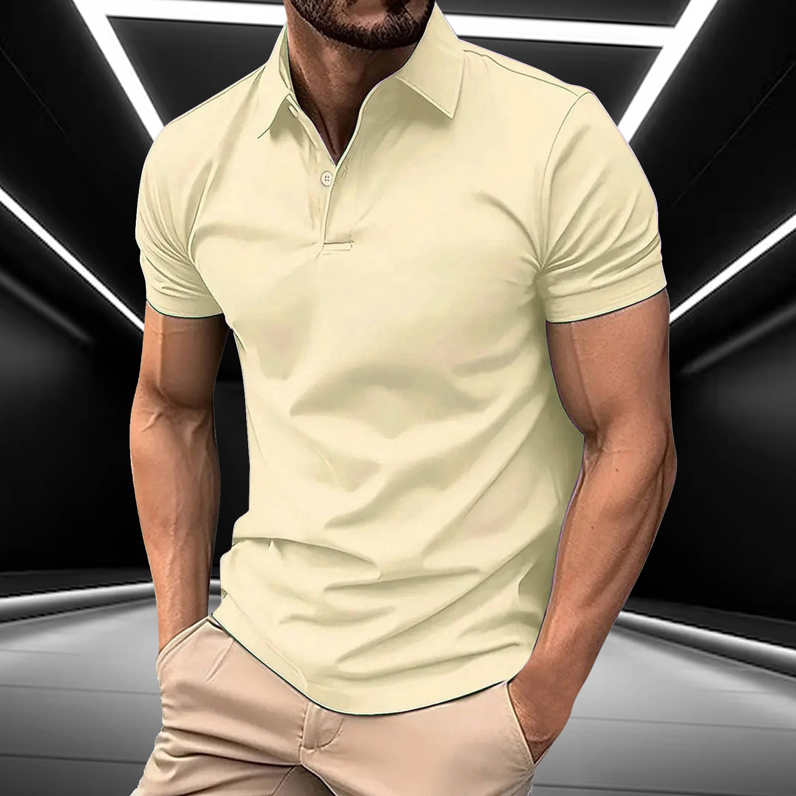     			AIN6 Men Cotton Blend Regular Fit Solid Polo T Shirt ( Beige )