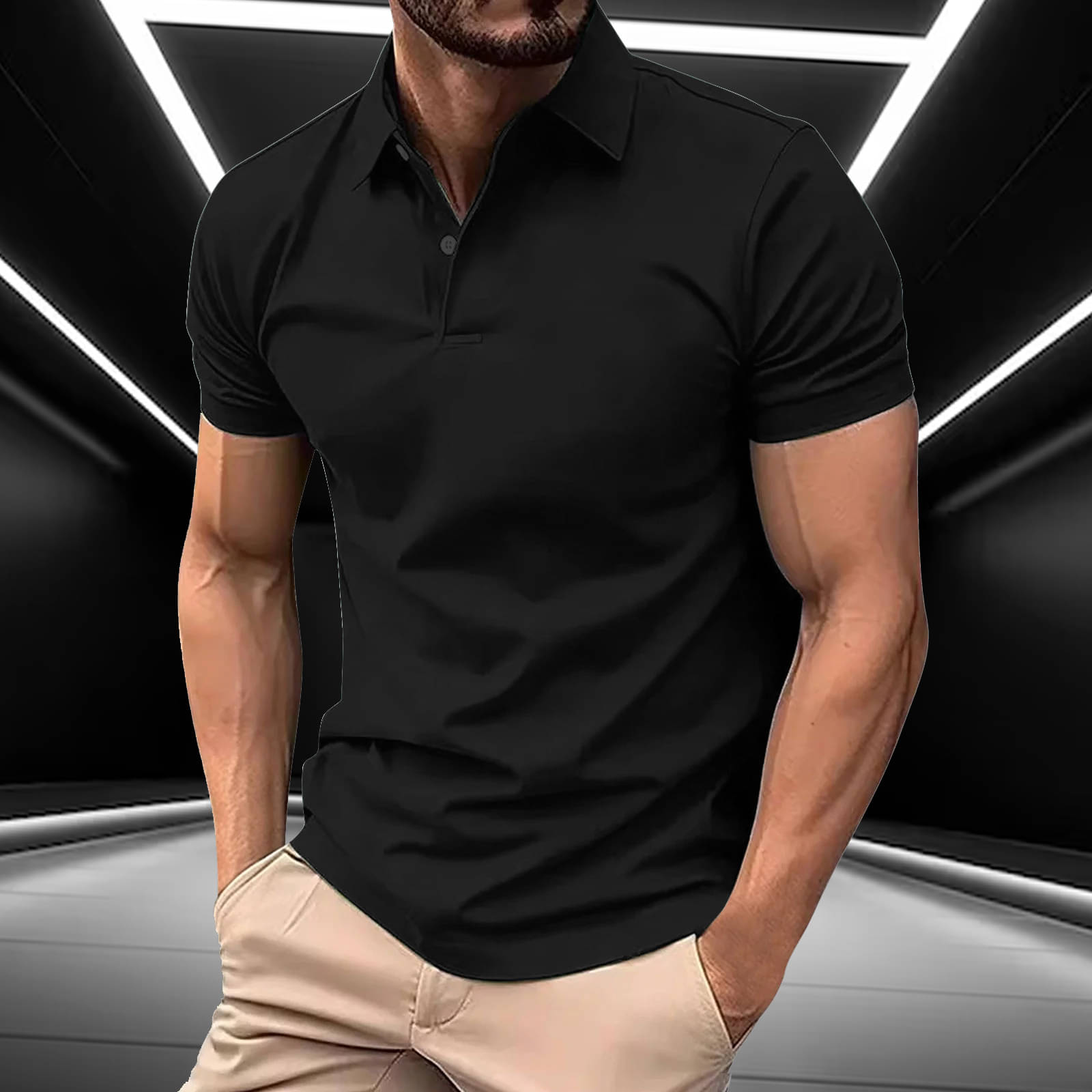 AIN6 Men Cotton Blend Regular Fit Solid Polo T Shirt ( Black )     			AIN6 Men Cotton Blend Regular Fit Solid Polo T Shirt ( Black )