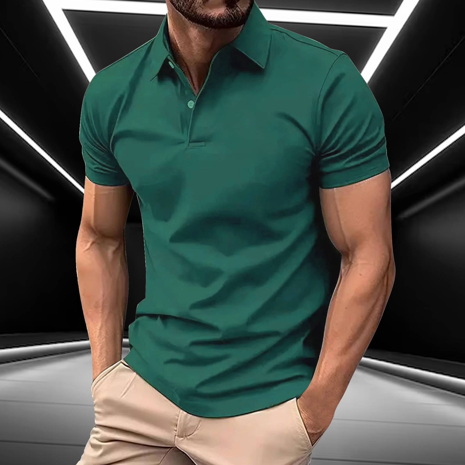     			AIN6 Men Cotton Blend Regular Fit Solid Polo T Shirt ( Green )