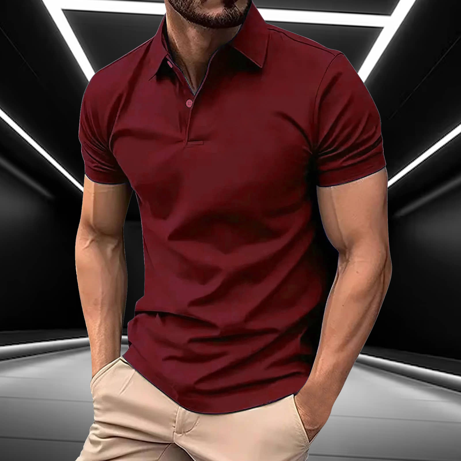 AIN6 Men Cotton Blend Regular Fit Solid Polo T Shirt ( Orange )