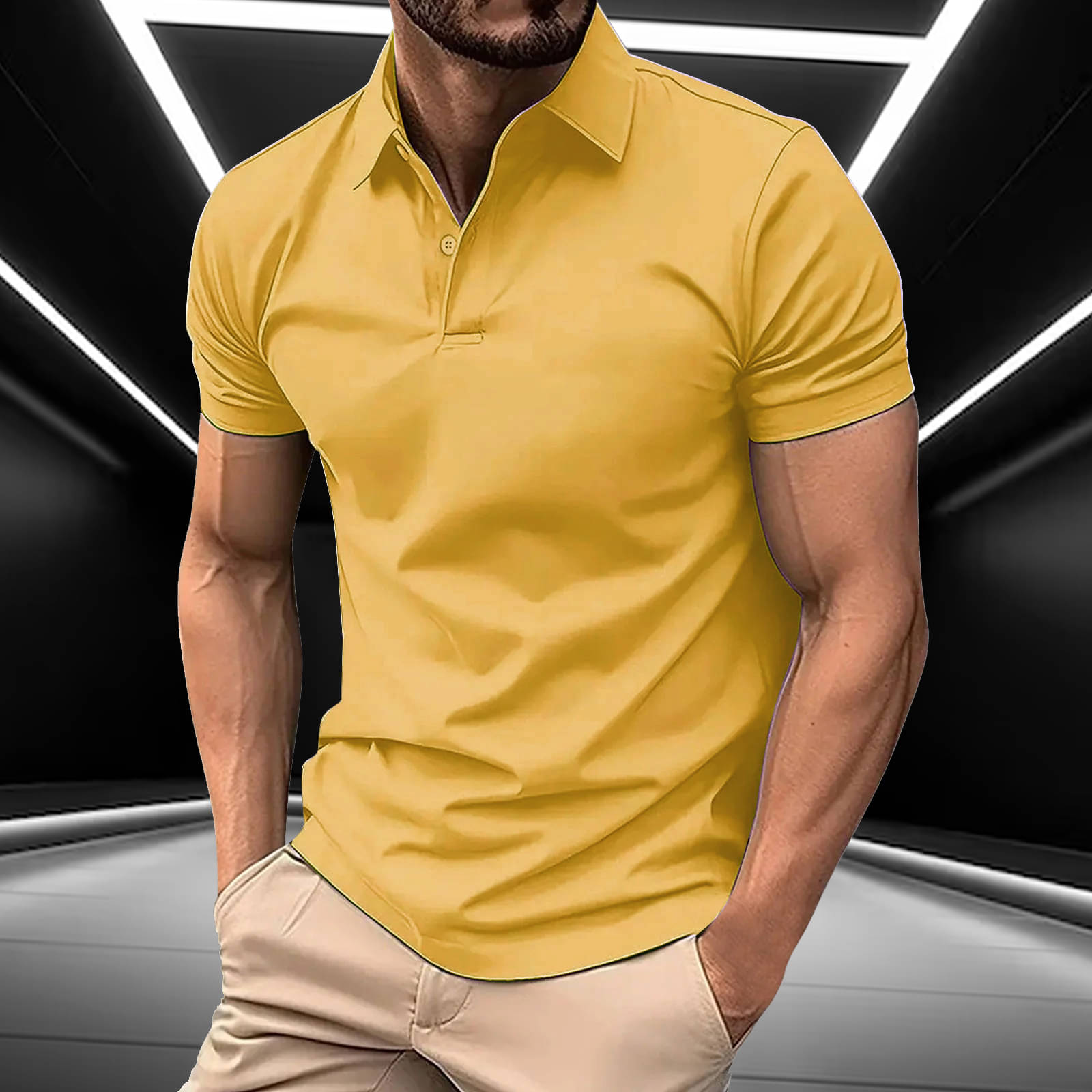     			AIN6 Men Cotton Blend Regular Fit Solid Polo T Shirt ( Yellow )