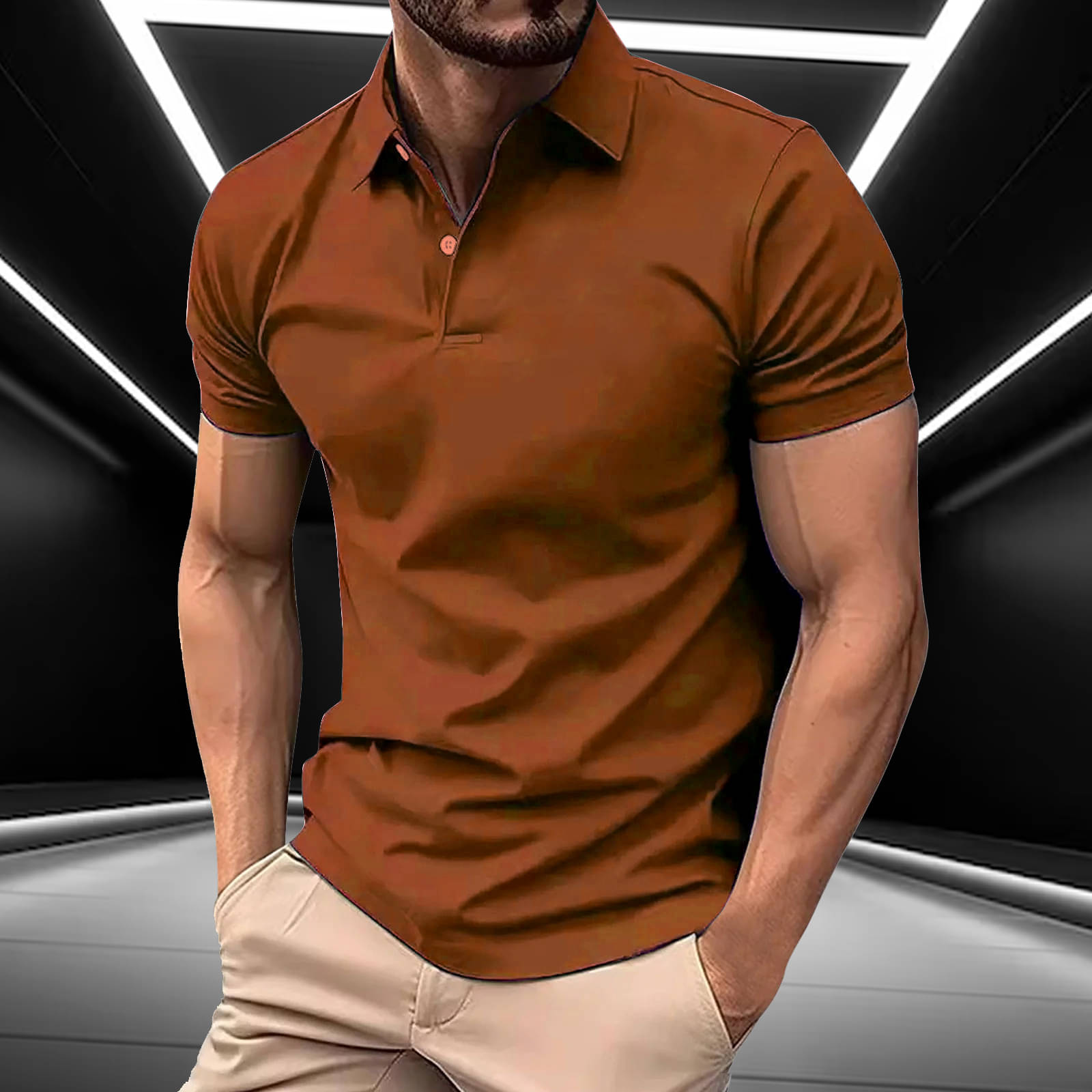 AIN6 Men Cotton Blend Regular Fit Solid Polo T Shirt ( Rust ) AIN6 Men Cotton Blend Regular Fit Solid Polo T Shirt ( Rust )