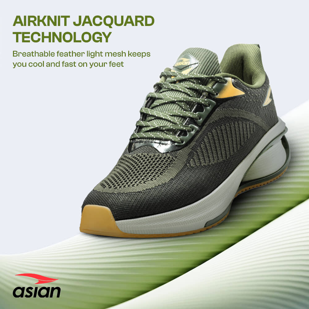 ASIAN POWERPLAY-01 Olive Men's Sports Running Shoes