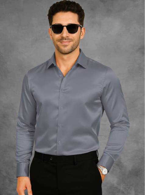     			ATTIREVAL Satin Regular Fit Full Sleeves Men's Formal Shirt - Grey ( Pack of 1 )