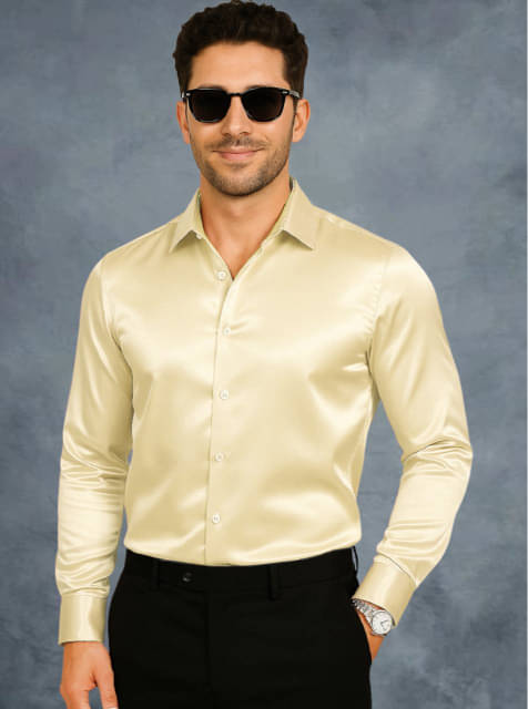     			ATTIREVAL Satin Regular Fit Full Sleeves Men's Formal Shirt - Cream ( Pack of 1 )
