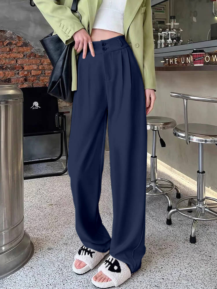     			Aahwan Women Cotton Blend Casual Trousers ( Blue )