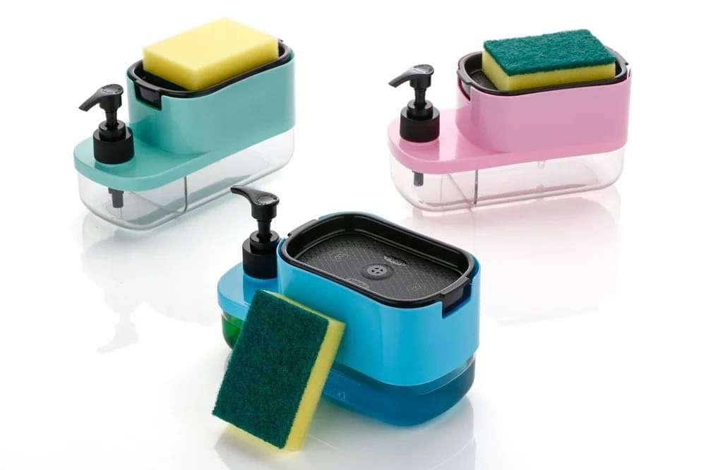     			All-in-One Kitchen Soap Dispenser with Sponge Caddy