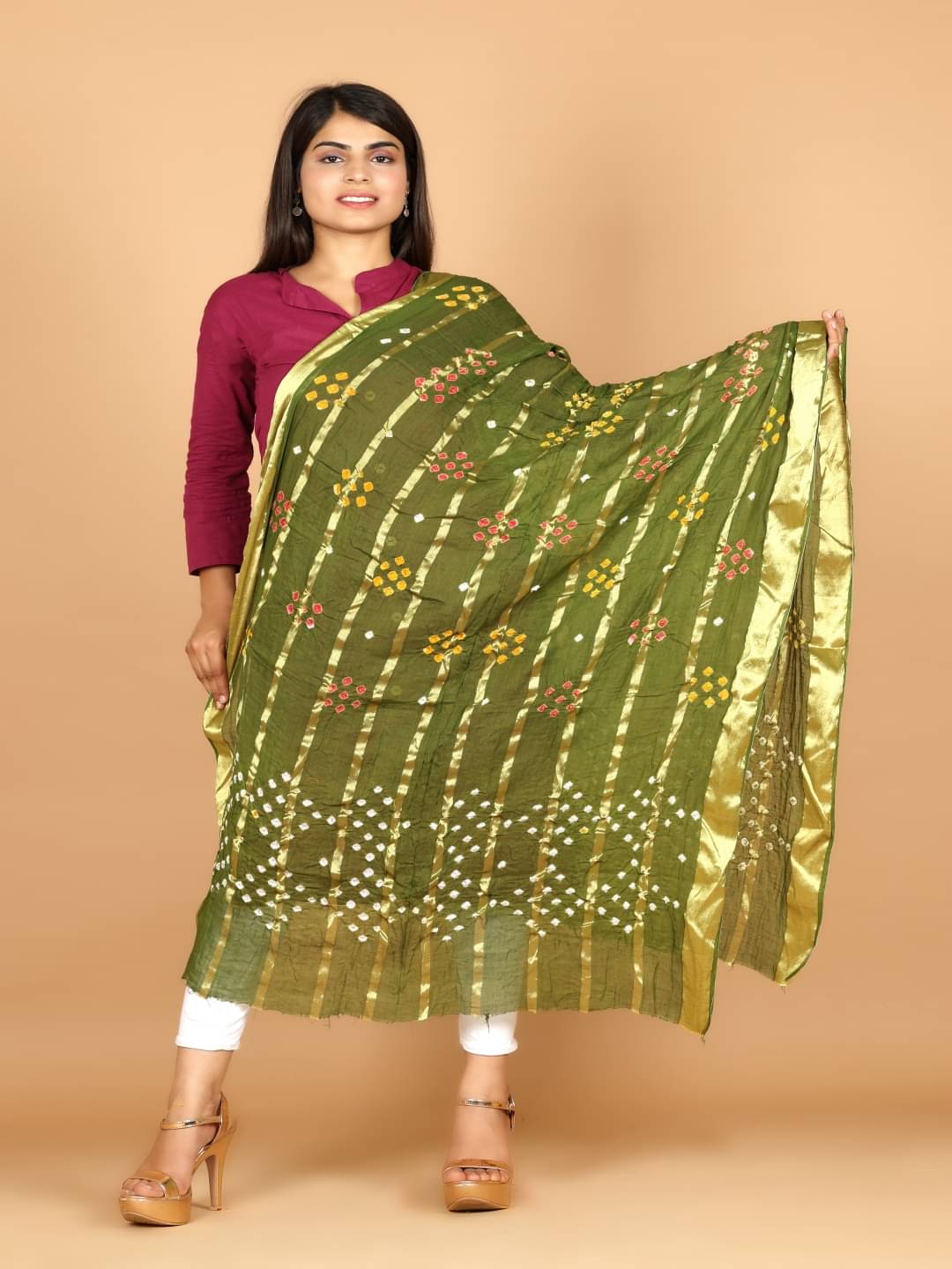     			Anjaneya Creations Women Cotton Dupatta ( Green , Pack of 1 )