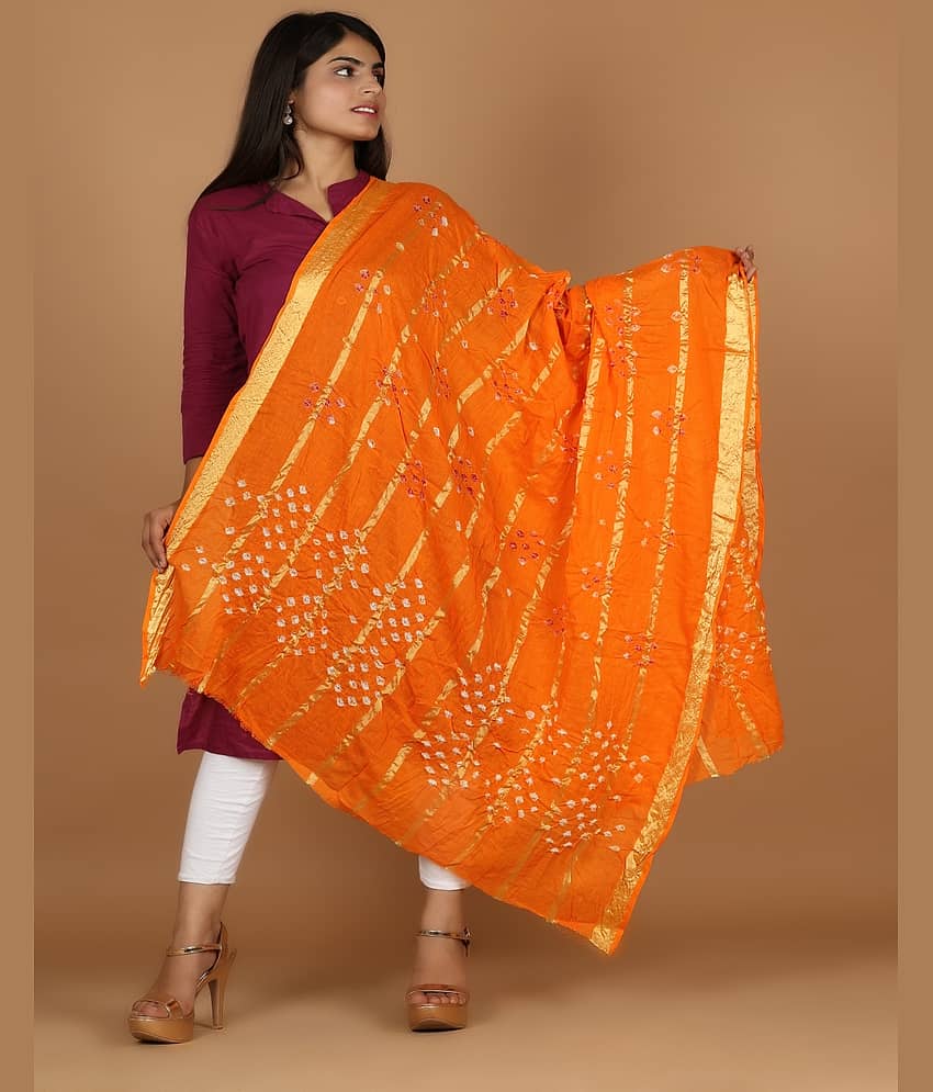 Anjaneya Creations Women Cotton Dupatta ( Orange , Pack of 1 ) - Dupattas & Shawls | Buy online on ZillyBuy