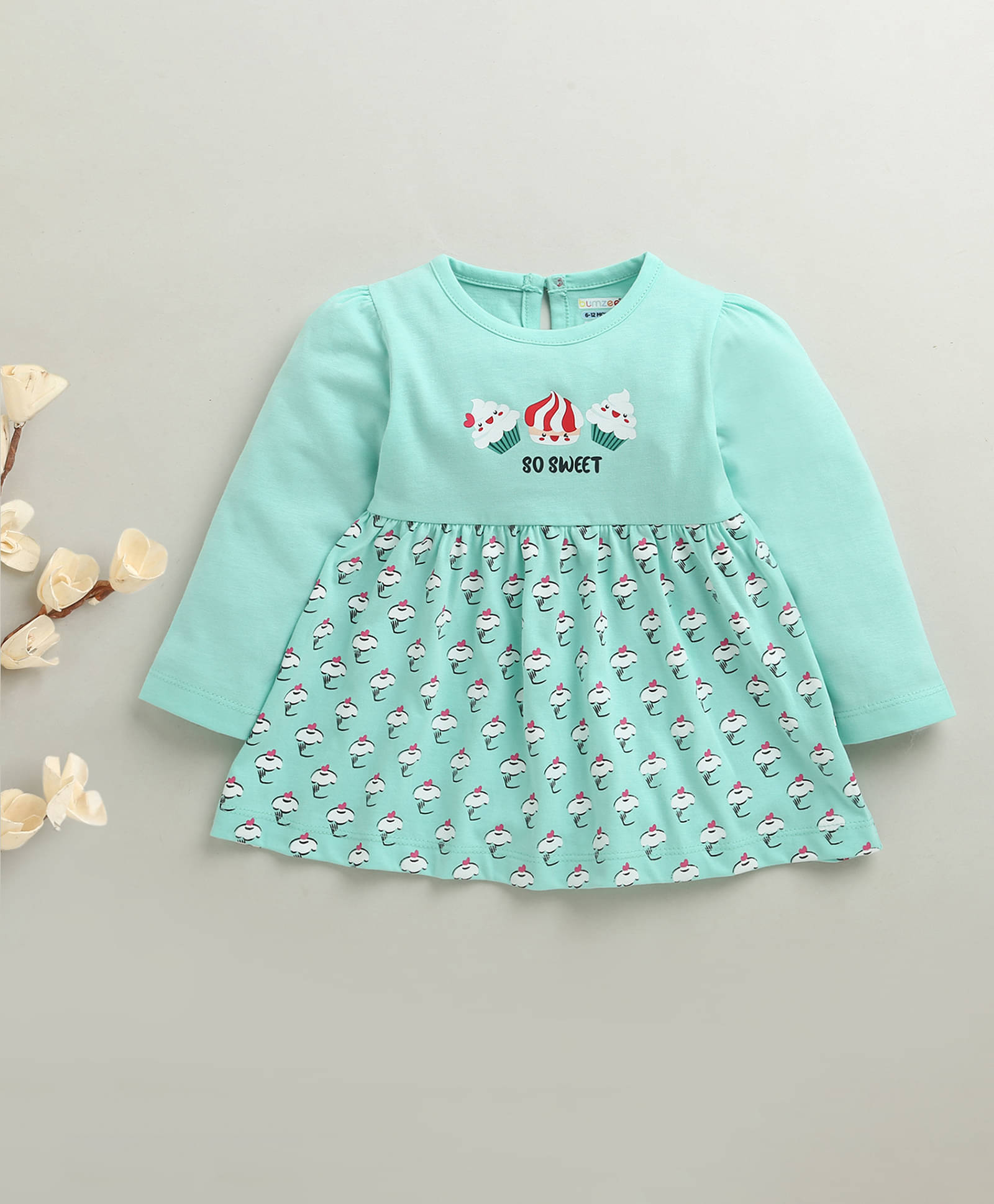 BUMZEE Pack of 1 Baby Girls Cotton Dress ( Mint Green ) BUMZEE Pack of 1 Baby Girls Cotton Dress ( Mint Green )