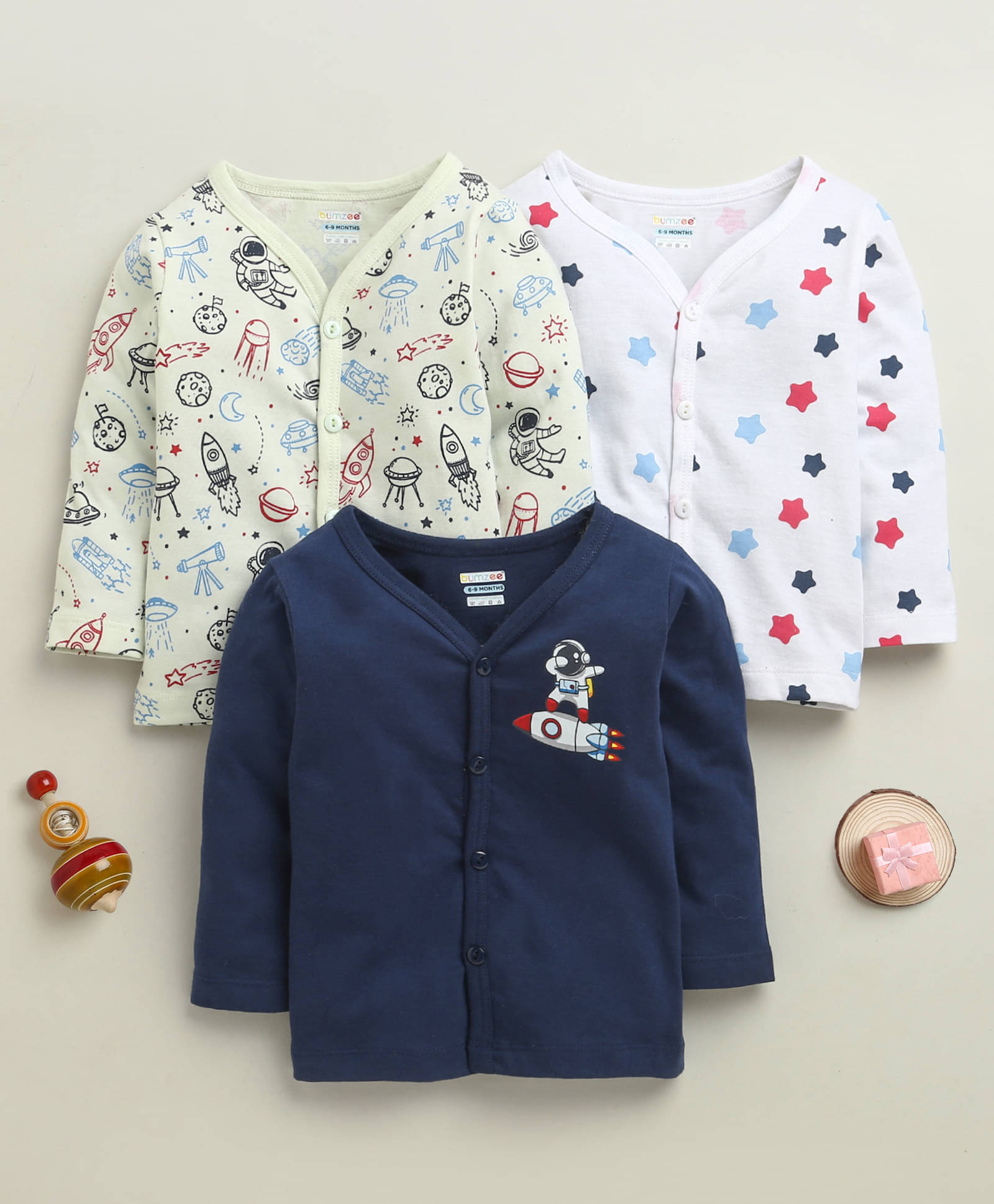     			BUMZEE Pack of 3 Baby Boys Cotton T-Shirt ( Navy )