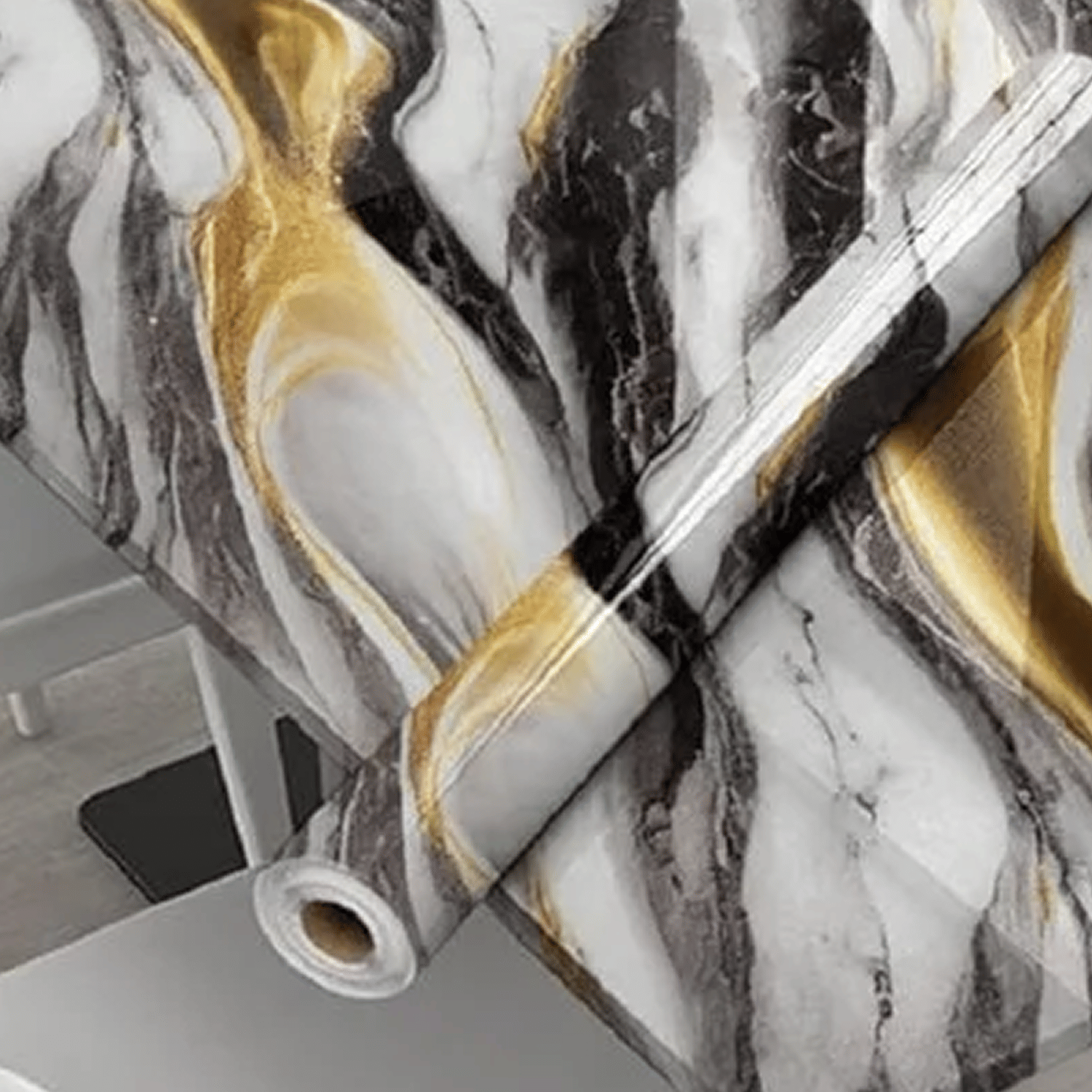 Black Gold Marble Self Adhesive Wallpaper Roll – Waterproof PVC Peel and Stick Wall & Furniture Decorative Sheet     			Black Gold Marble Self Adhesive Wallpaper Roll – Waterproof PVC Peel and Stick Wall & Furniture Decorative Sheet