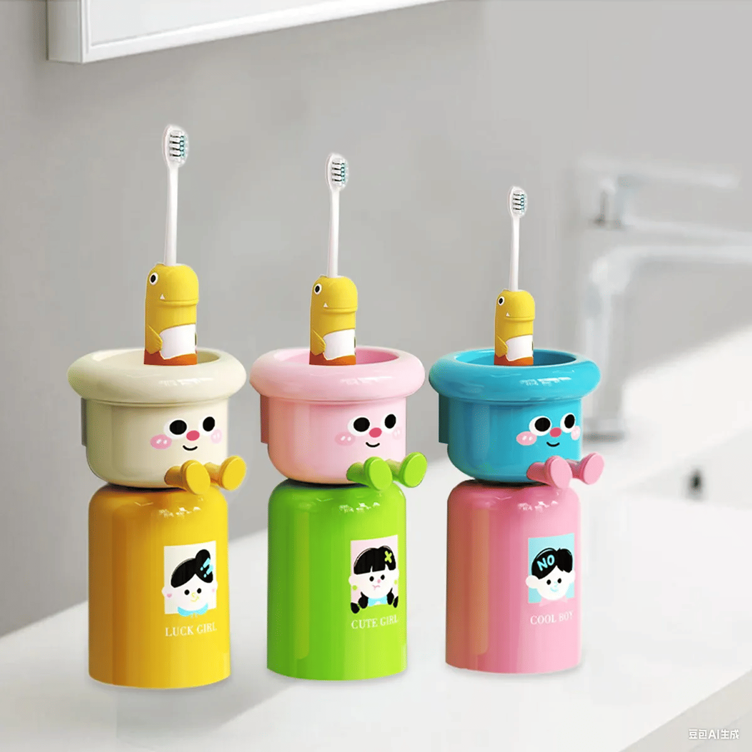     			Cartoon Wall Mounted Toothpaste Dispenser for Kids – Cute Bathroom Organizer (Multicolor, 1Pcs)