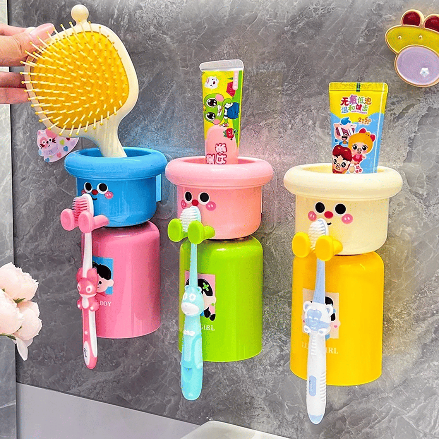     			Cartoon Wall Mounted Toothpaste Dispenser for Kids – Cute Bathroom Organizer (Multicolor, 1Pcs)