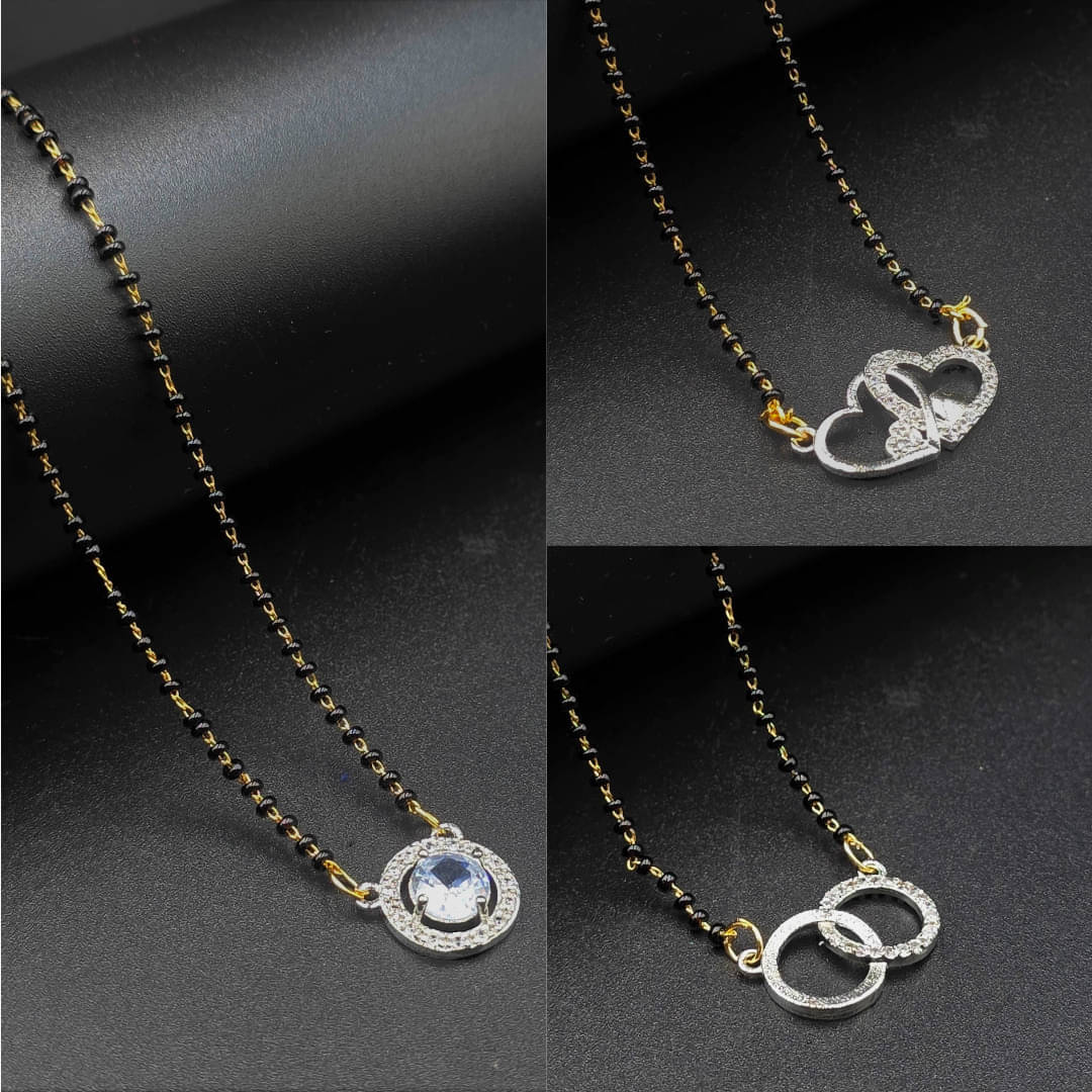     			Charms Silver Mangalsutra Set ( Pack of 3 )
