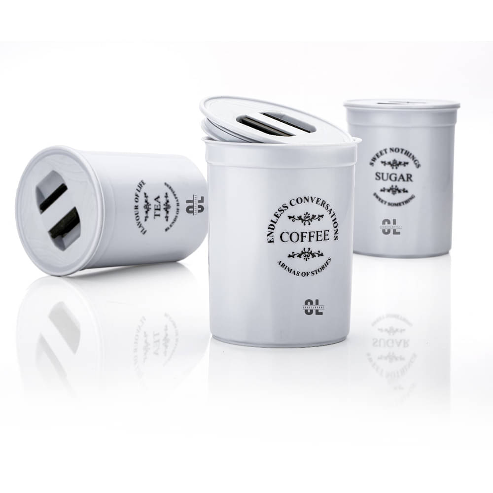     			Craftlayout CL-006-PL-CAN-017 Plastic Grey Tea/Coffee/Sugar Container ( Set of 3 )
