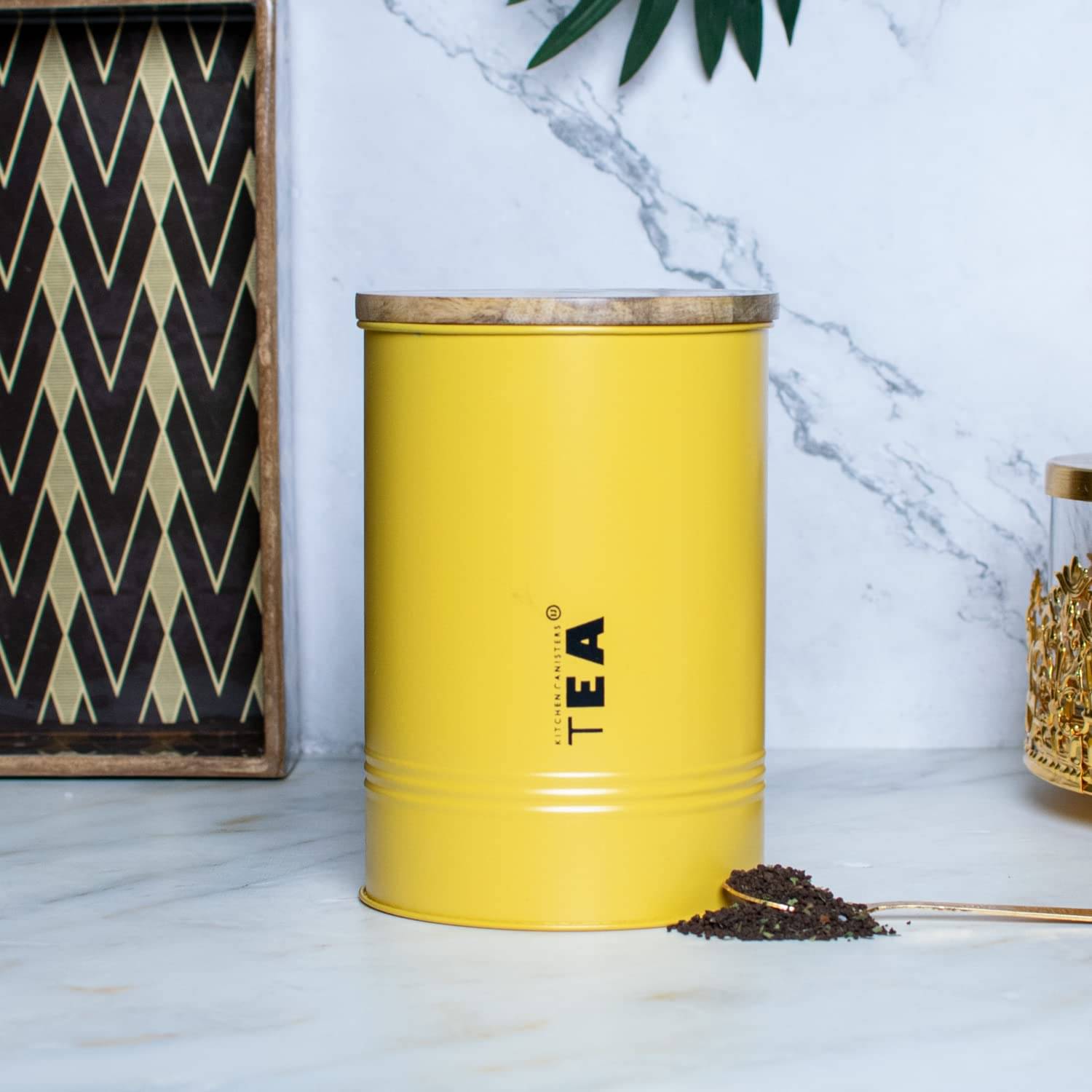     			Craftlayout CL-006-TIN-CAN-015 Steel Yellow Tea/Coffee/Sugar Container ( Set of 1 )