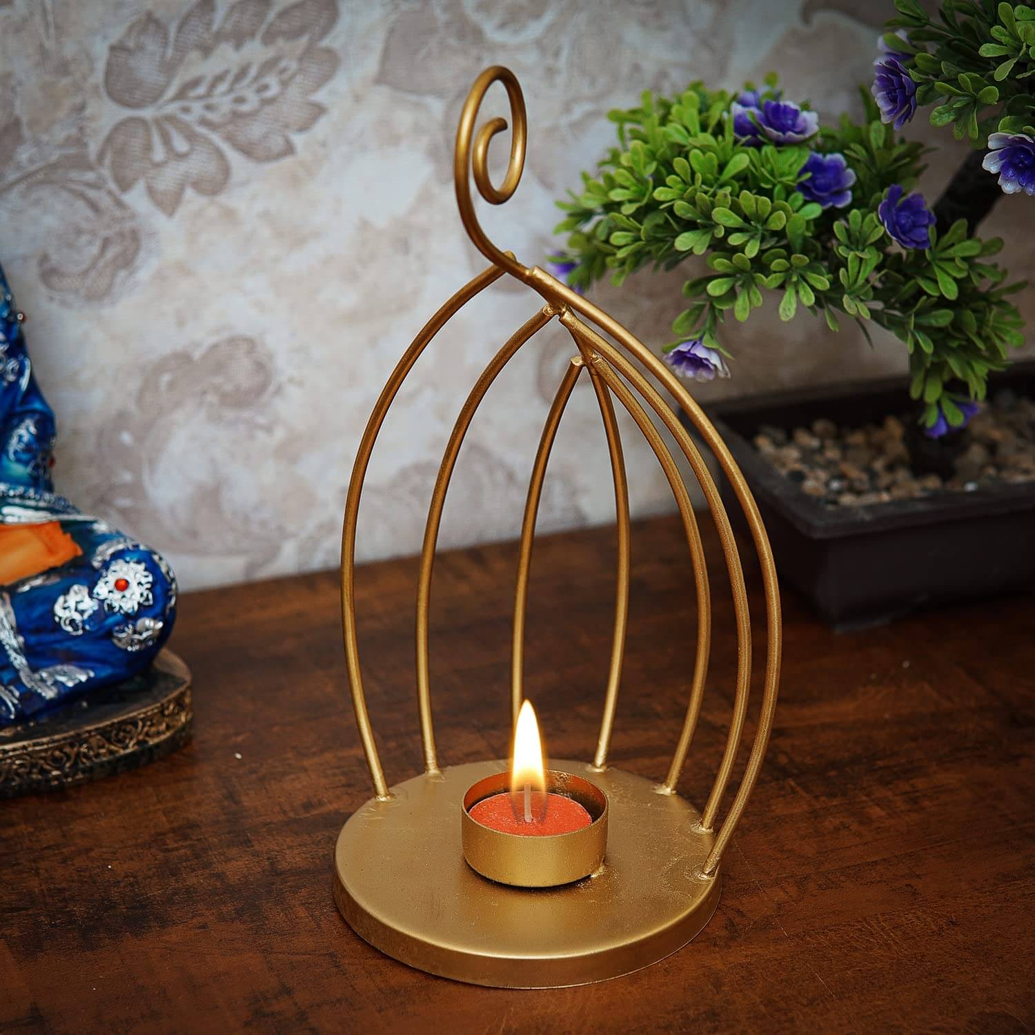 Craftlayout Gold Table Top Iron Tea Light Holder - Pack of 1 Craftlayout Gold Table Top Iron Tea Light Holder - Pack of 1