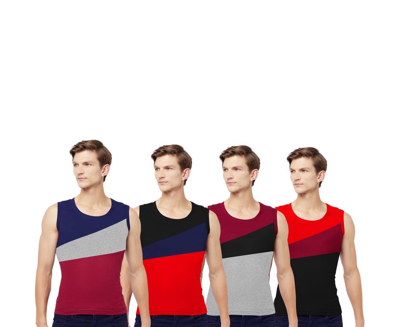 Drako Pack of 4 Cotton Basic Vest For Men ( Multicolor ) - Nightwear & Loungewear | Buy online on ZillyBuy